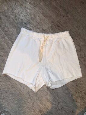 Classic White Elastic Waist Lounge Shorts